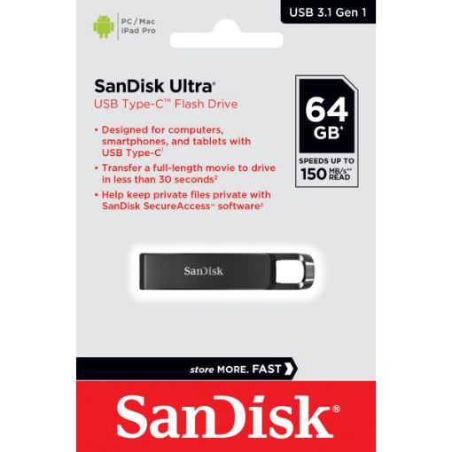 תמונה של כונן USB SanDisk Ultra 64GB SDCZ460-064G-G46 בצבע כסוף